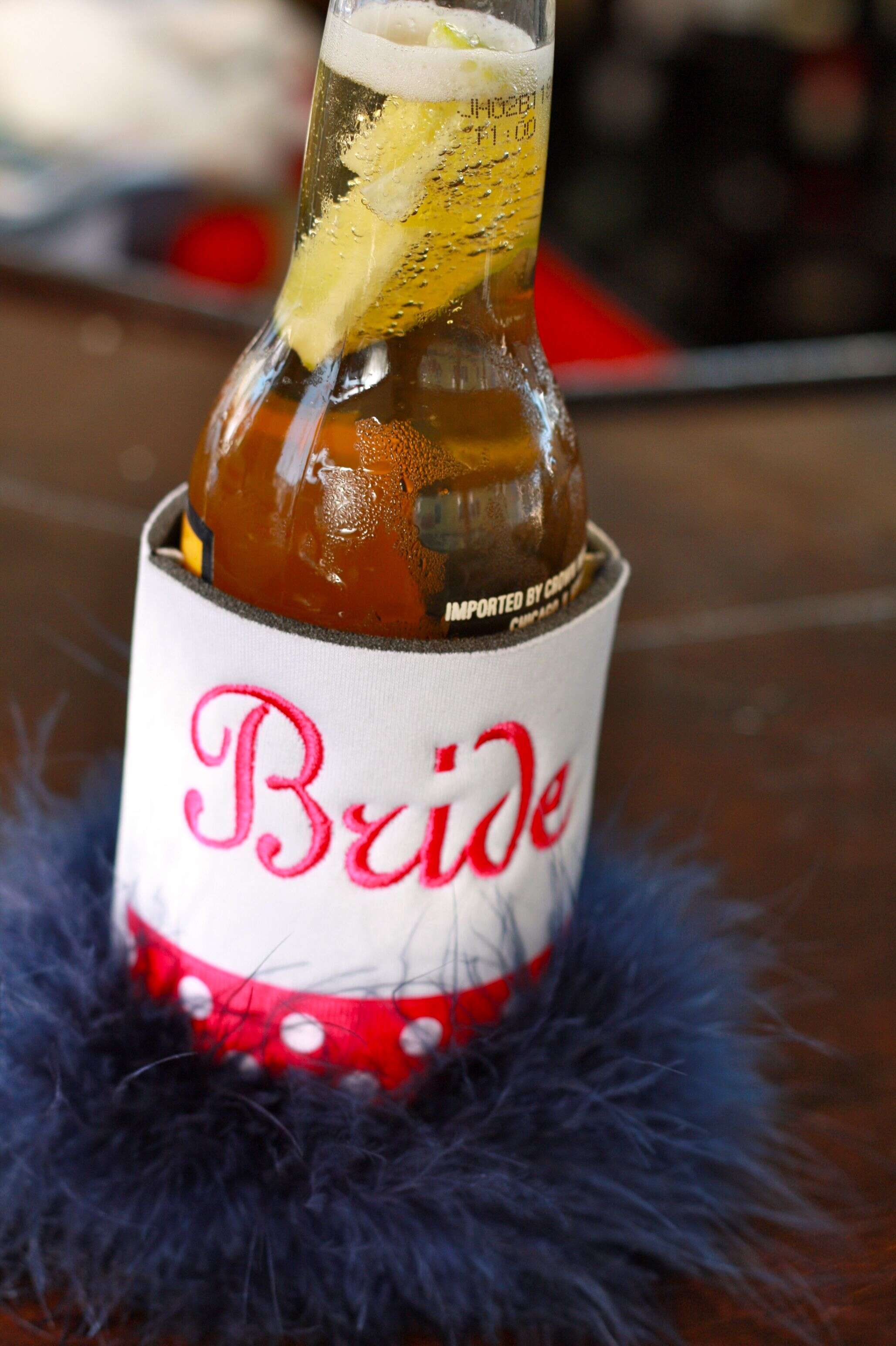 bride bottle koozy