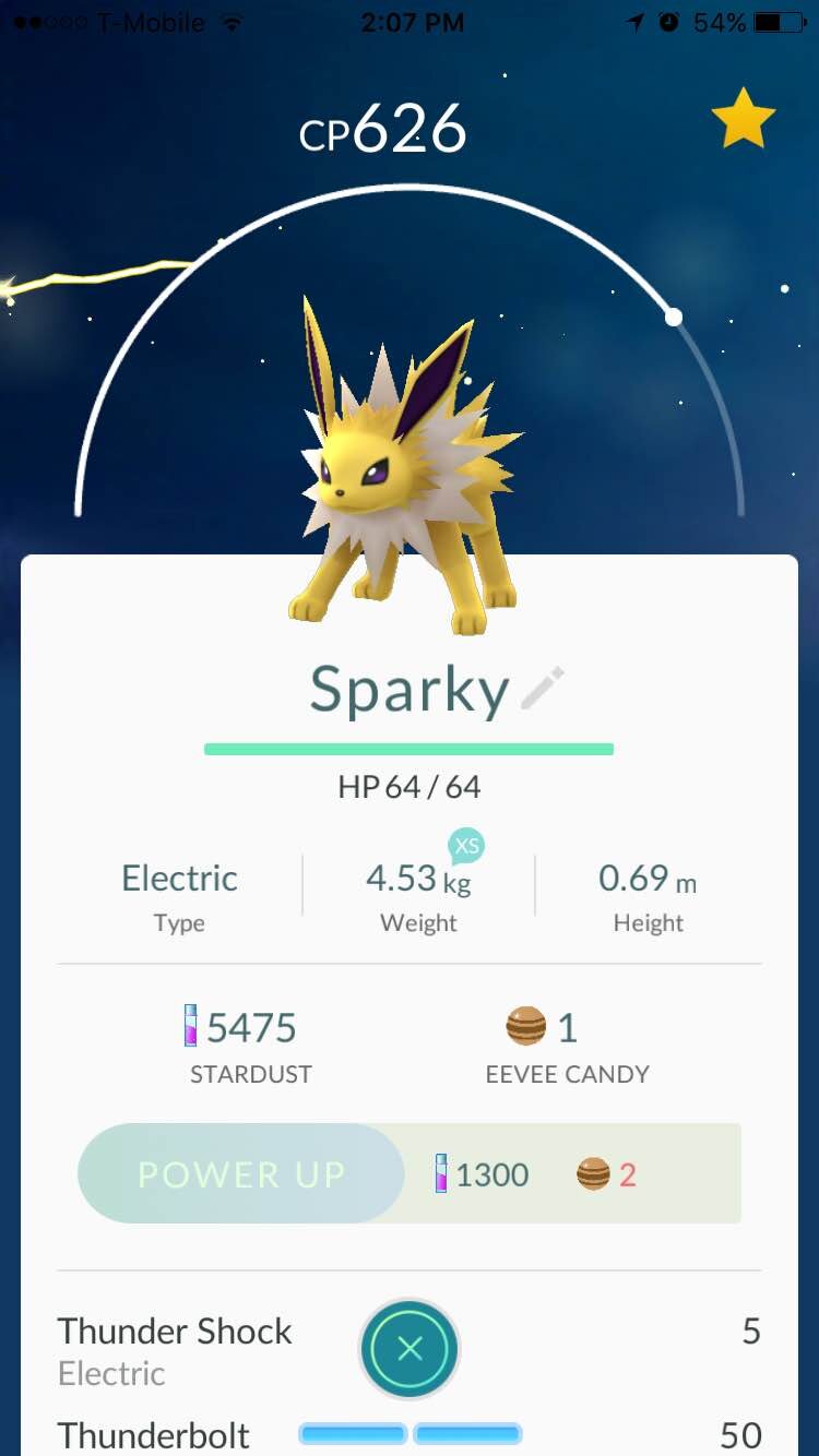 Jolteon evolution Pokémon Go