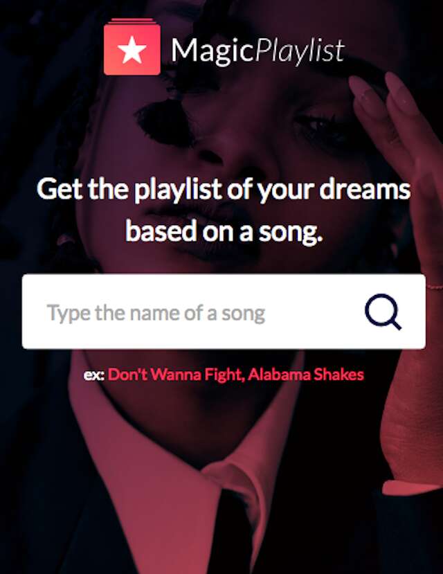Magic Playlist app home page