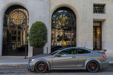 a Grey Mercedes