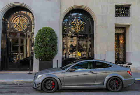 a Grey Mercedes