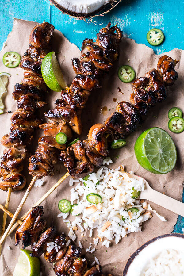 Hawaiian BBQ Skewers with Sriracha Lime Butter. - Half Baked Harvest