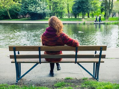woman on bench