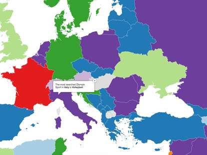 Google Trends Map on Most Searched Olympic Sports