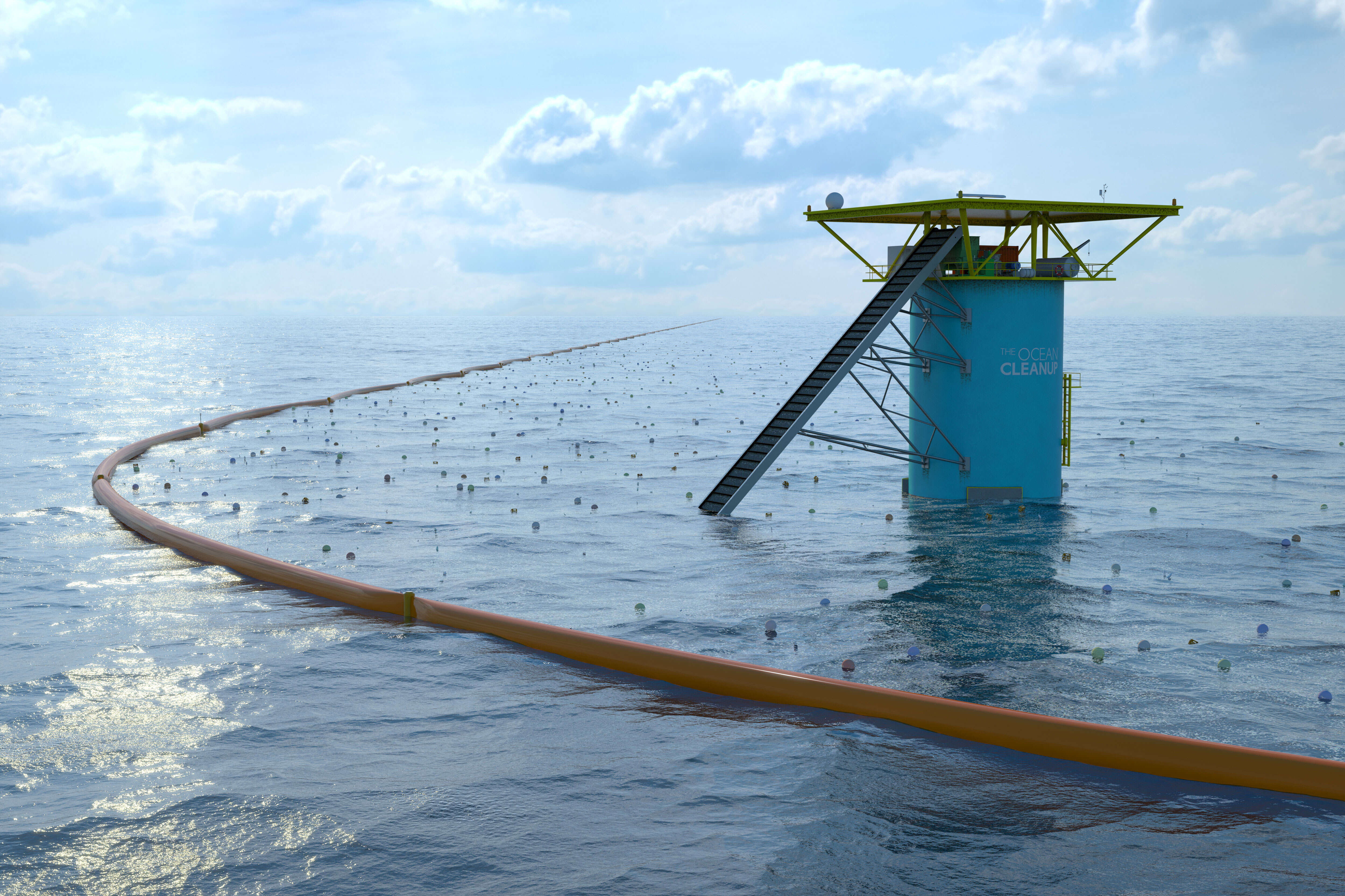 the ocean cleanup system rendering