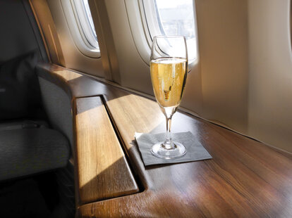 airplane champagne drinks booze
