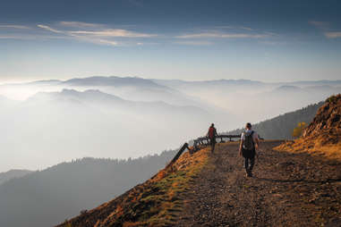 hiking in the mountains