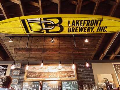 Great beer and fried cheese curds at Lakefront Brewery in Milwaukee