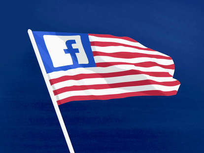 american flag with facebook logo