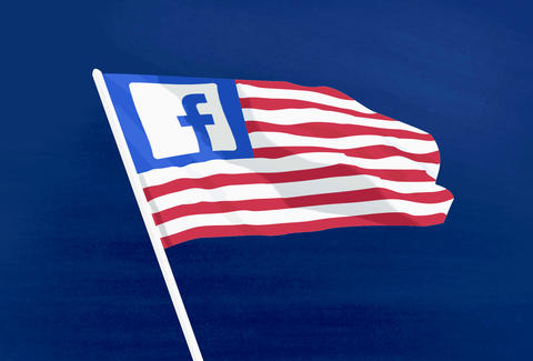 american flag with facebook logo