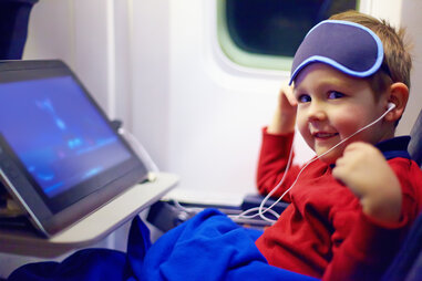 little kid in airplane