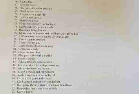 Teacher Gives Students List of 101 Ways to Cope With Stress - Thrillist