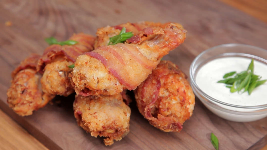 Bacon Wrapped Fried Chicken Recipe Video Thrillist