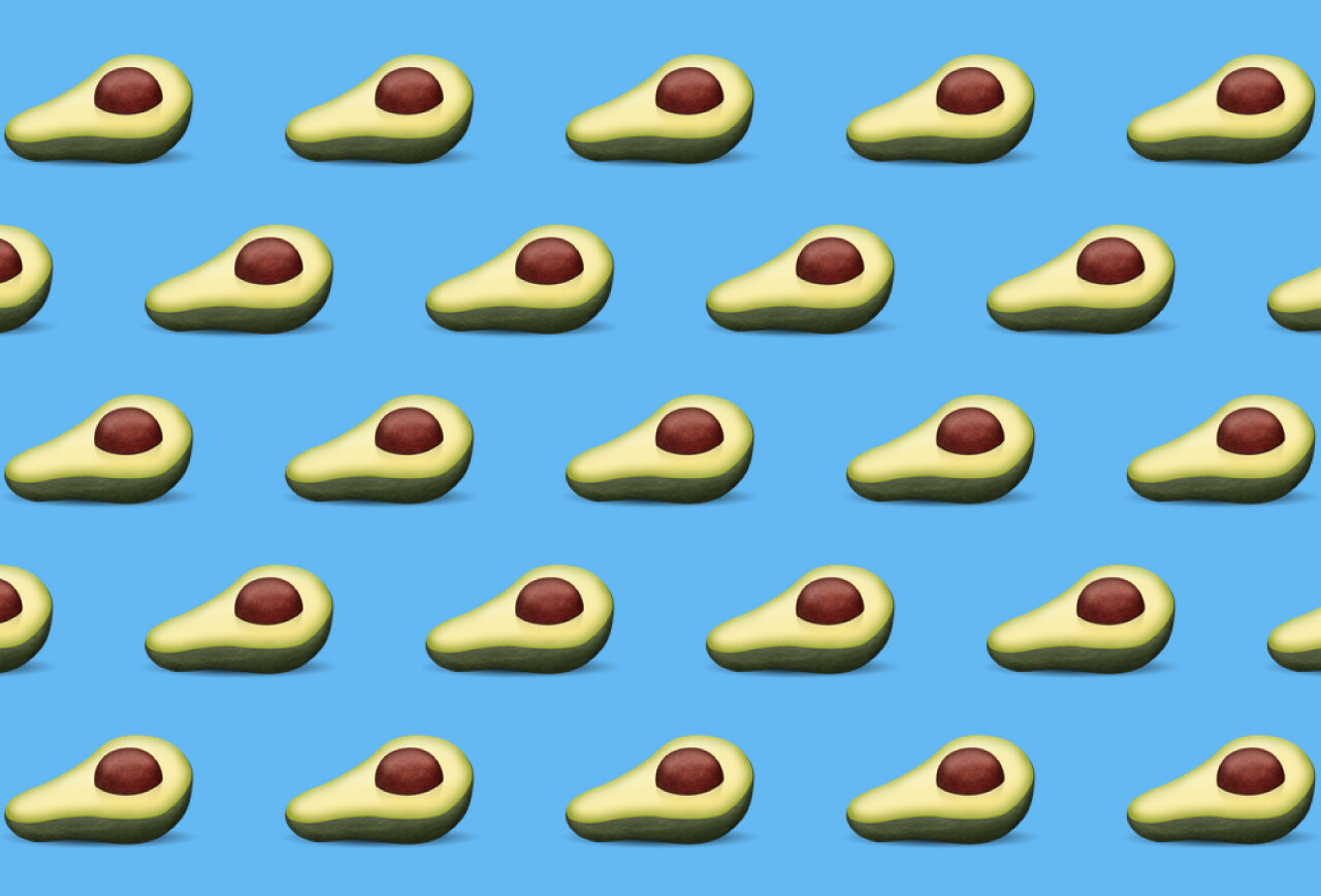 avocado emoji on blue background