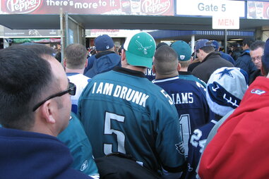 fan with words on jersey