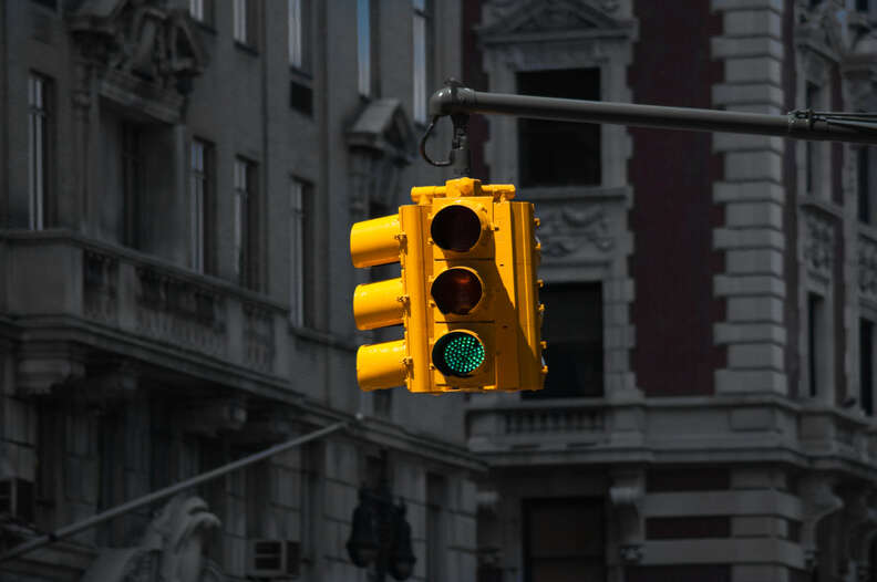 green traffic light city