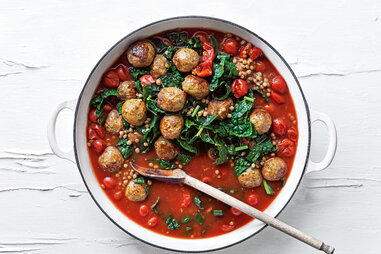 Harissa Meatballs with Lentils