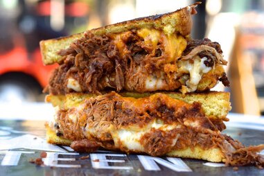 Pulled Pork Mac & Cheese Sandwich from Mess Hall Canteen