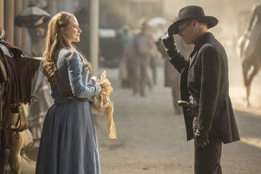 evan rachel wood and ed harris on westworld hbo