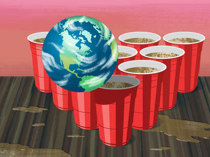 beer pong with a globe