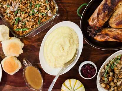thanksgiving meal turkey potatoes gravy