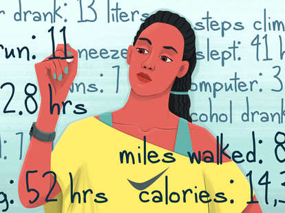 woman tracking fitness stats