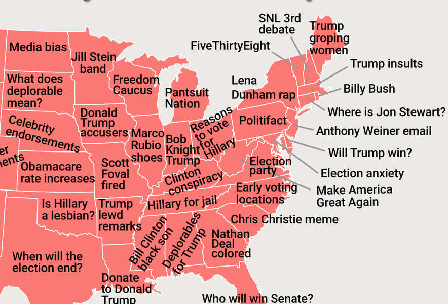 Estately's Map of Election Related Questions Googled Across The Country ...