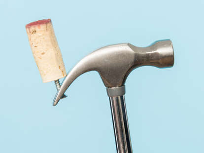 Opening a wine bottle