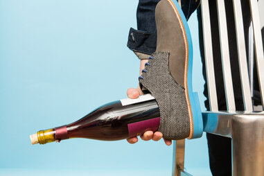 Opening a wine bottle