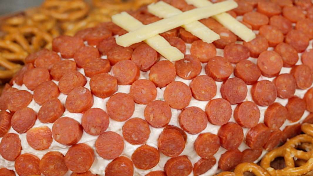 Here's How to Make a Football Pepperoni & Cheese Ball Recipe Thrillist