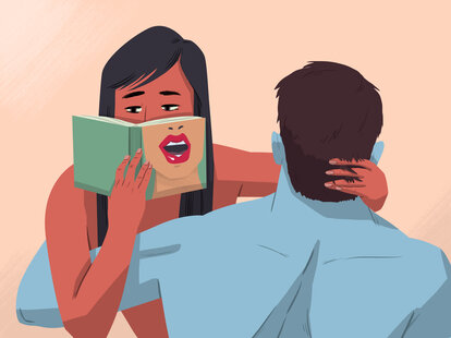 woman reading during sex