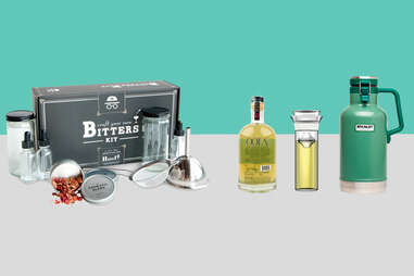 Craft your own bitters kit, rosemary vodka, Classic growler