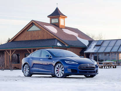 Tesla Model S in the Snow