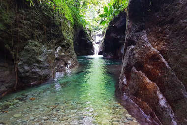 Waterfall and spring in Dominica