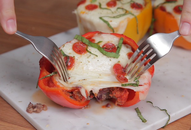 Pizza-Stuffed Bell Peppers Are the Best Reason to Eat Your Vegetables