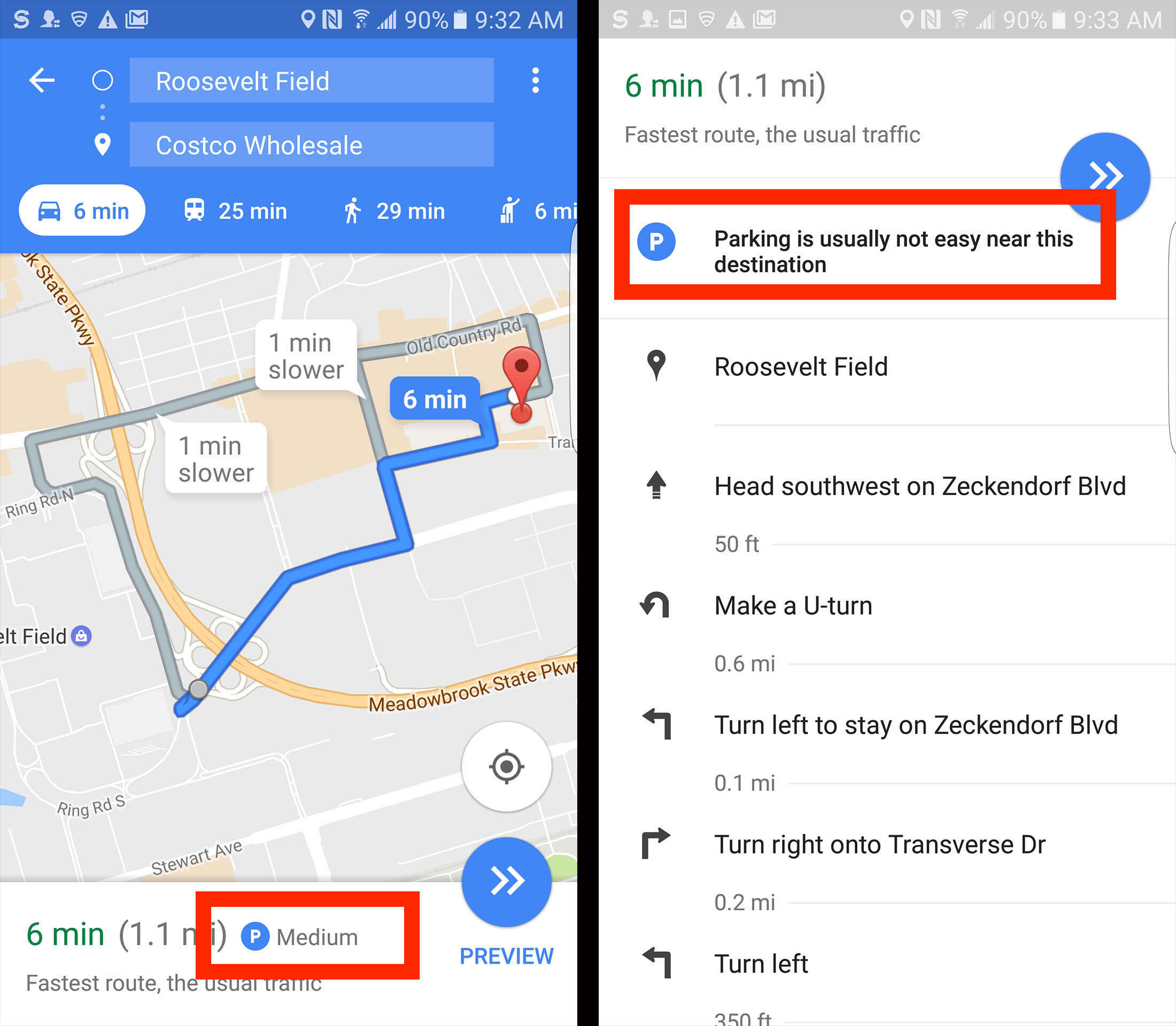 google maps beta parking information