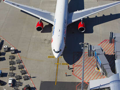 Passengers boarding plane