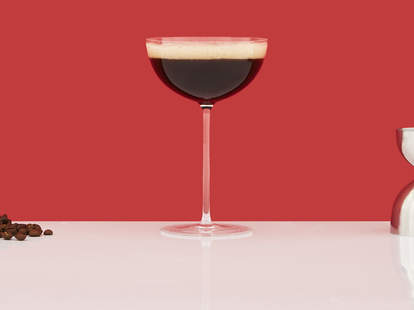 Espresso martini with coffee beans
