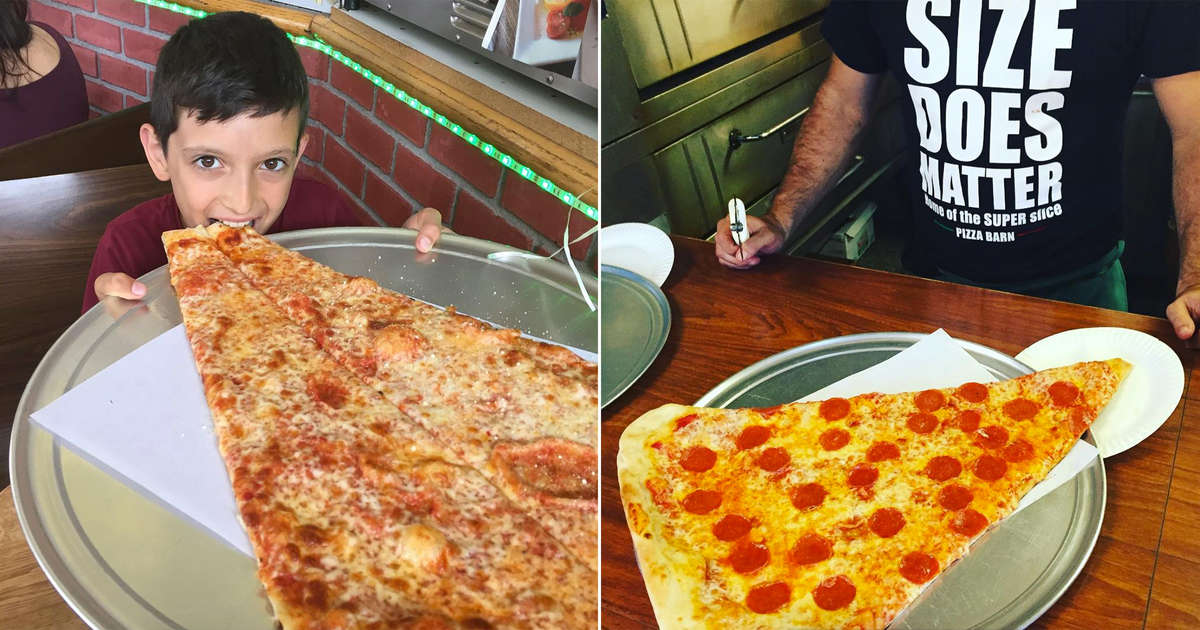 Pizza Barn of Yonkers Sells a Giant Super Slice of Pizza for 10