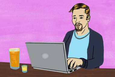 Writing at a bar