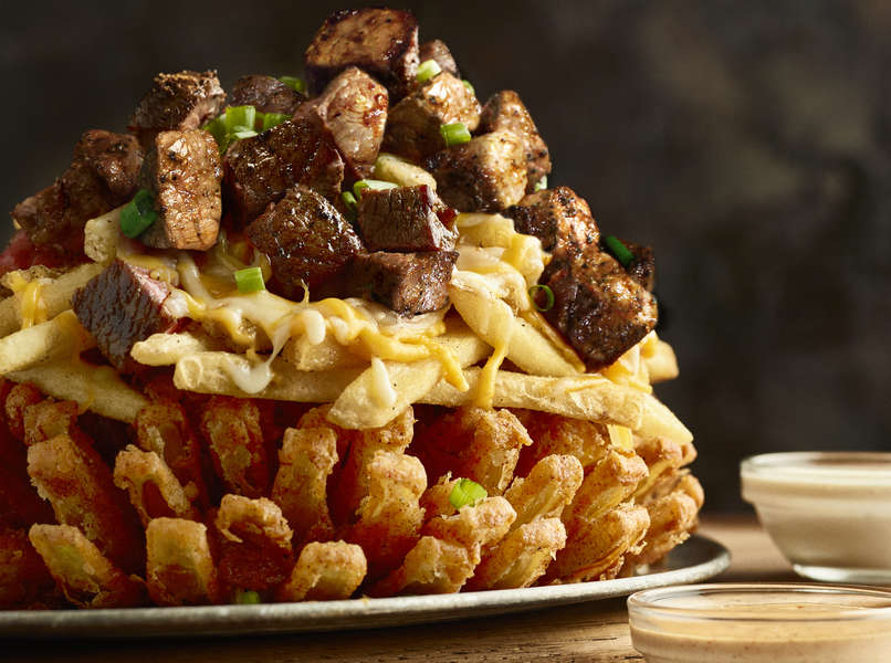 Outback S New 3 Point Bloomin Onion Is Loaded With Cheese Fries Steak Thrillist