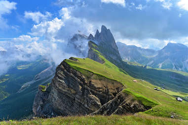 odle mountains separating the funes valley from the gardena valley