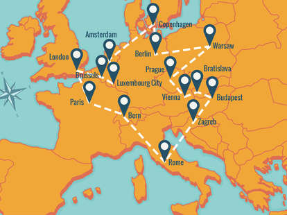 Wanderu bus route around Europe