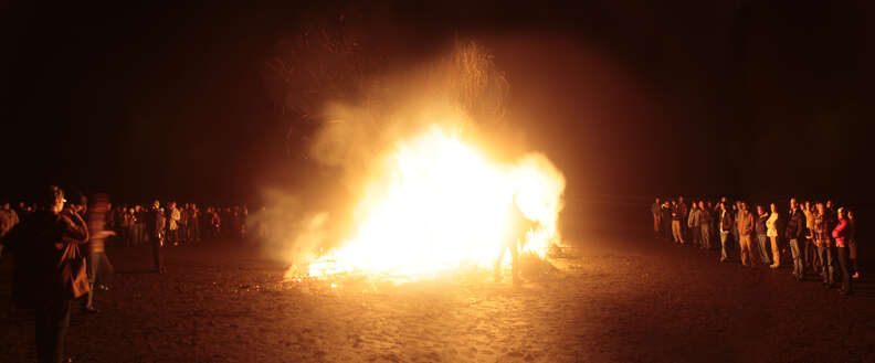 A beachside bonfire
