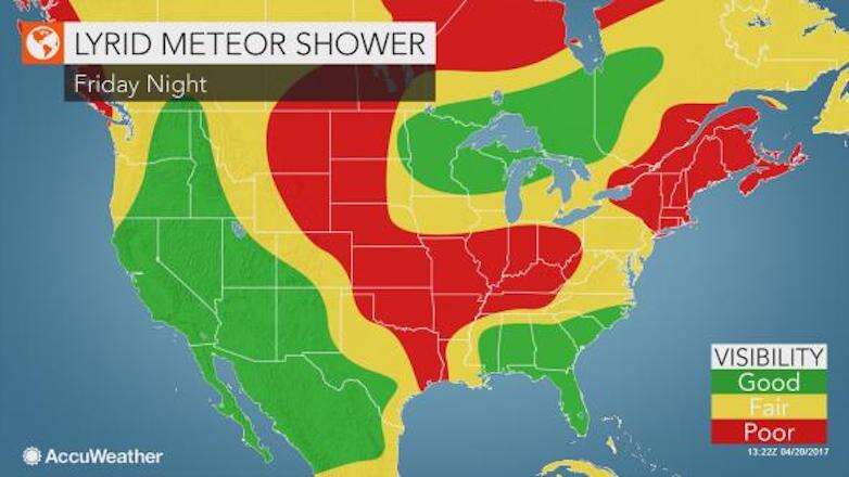 Meteor Shower Viewing Map Lyrid Meteor Shower 2017: How To View Tonight's Fireballs In The Sky -  Thrillist