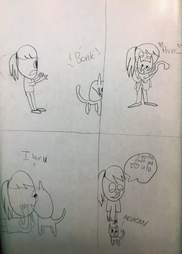 Pictures a little girl drew about wanting to adopt a cat