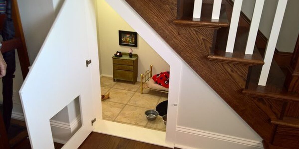 Dog room best sale ideas under stairs