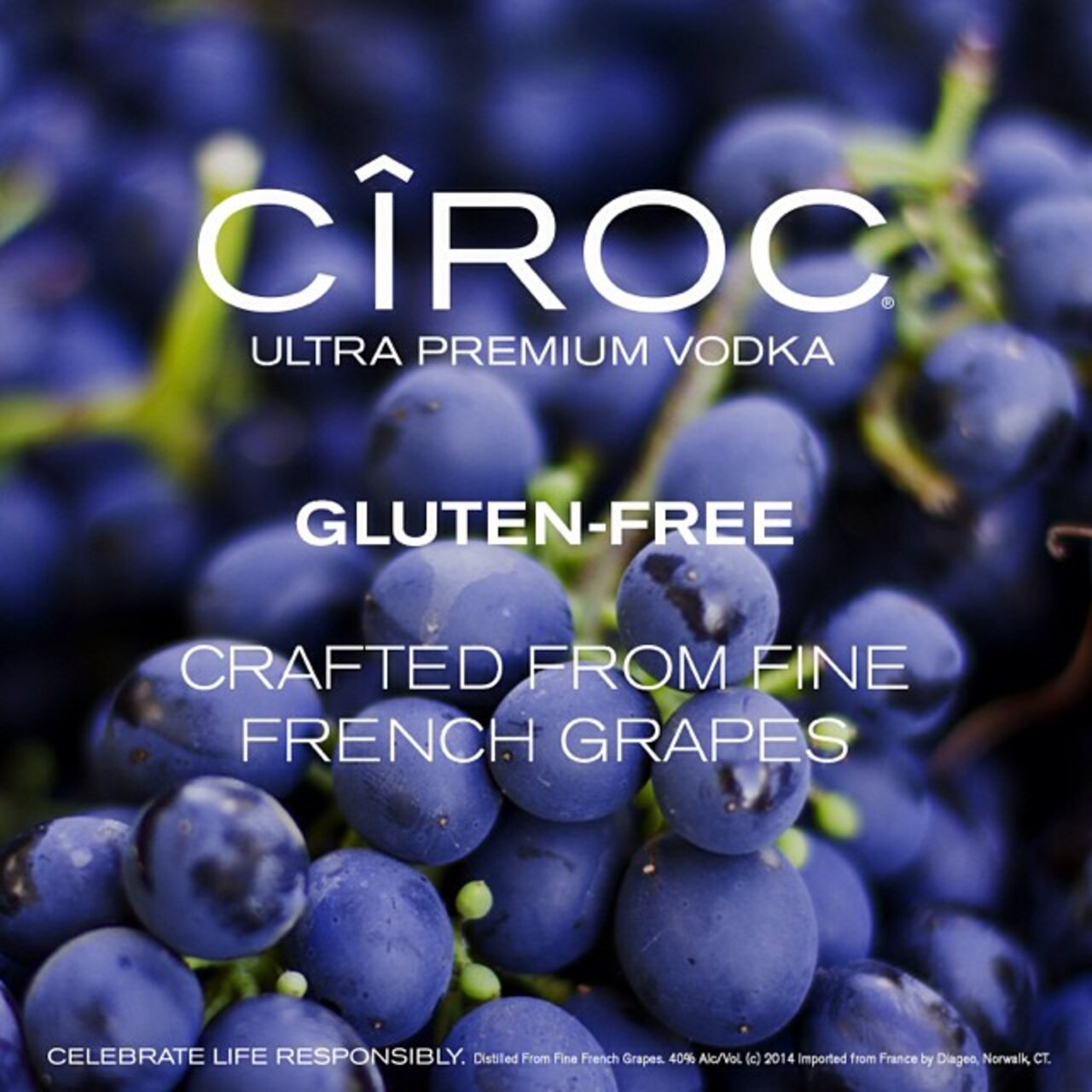 CÎROC UltraPremium Vodka is gluten Free, and crafted from fine French