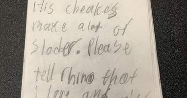 Letter from little girl about her dog, Rhino Lightning