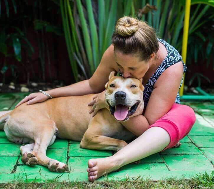 TinTin the pit bull with Ebony Owens of BARC